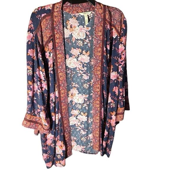 Matilda Jane blue floral metallic shrug open front jacket Women’s SZ XL/XXL - Picture 2 of 5